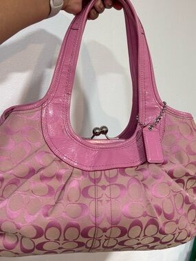 Coach Barbie Pink Ergo Kisslock Shoulder Bag with Patent Leather